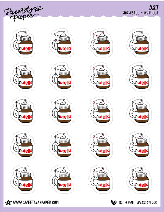 Chocolate Hazelnut Spread Planner Stickers - Snowball The Cat - [527]