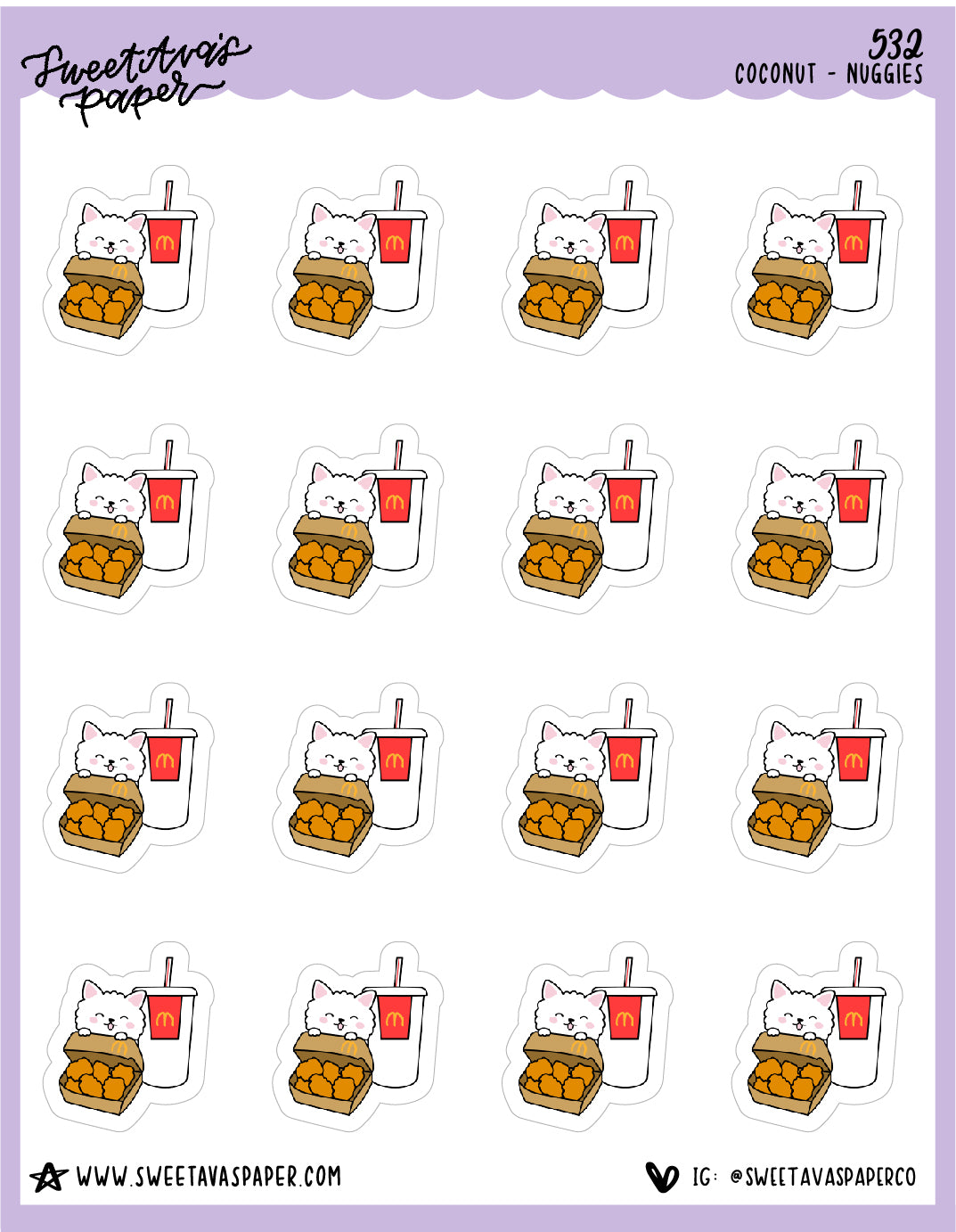 Chicken Nuggets Planner Stickers - Coconut the Puppy [532]