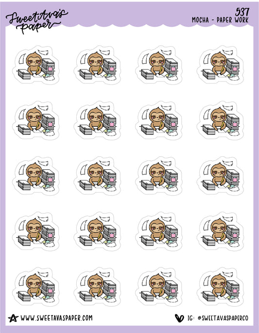 Paperwork Planner Stickers - Mocha The Sloth [537]