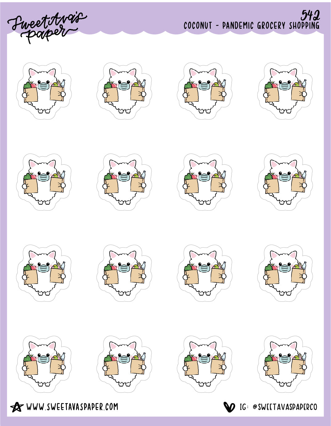 Grocery Shopping Planner Stickers - Coconut the Puppy [542]