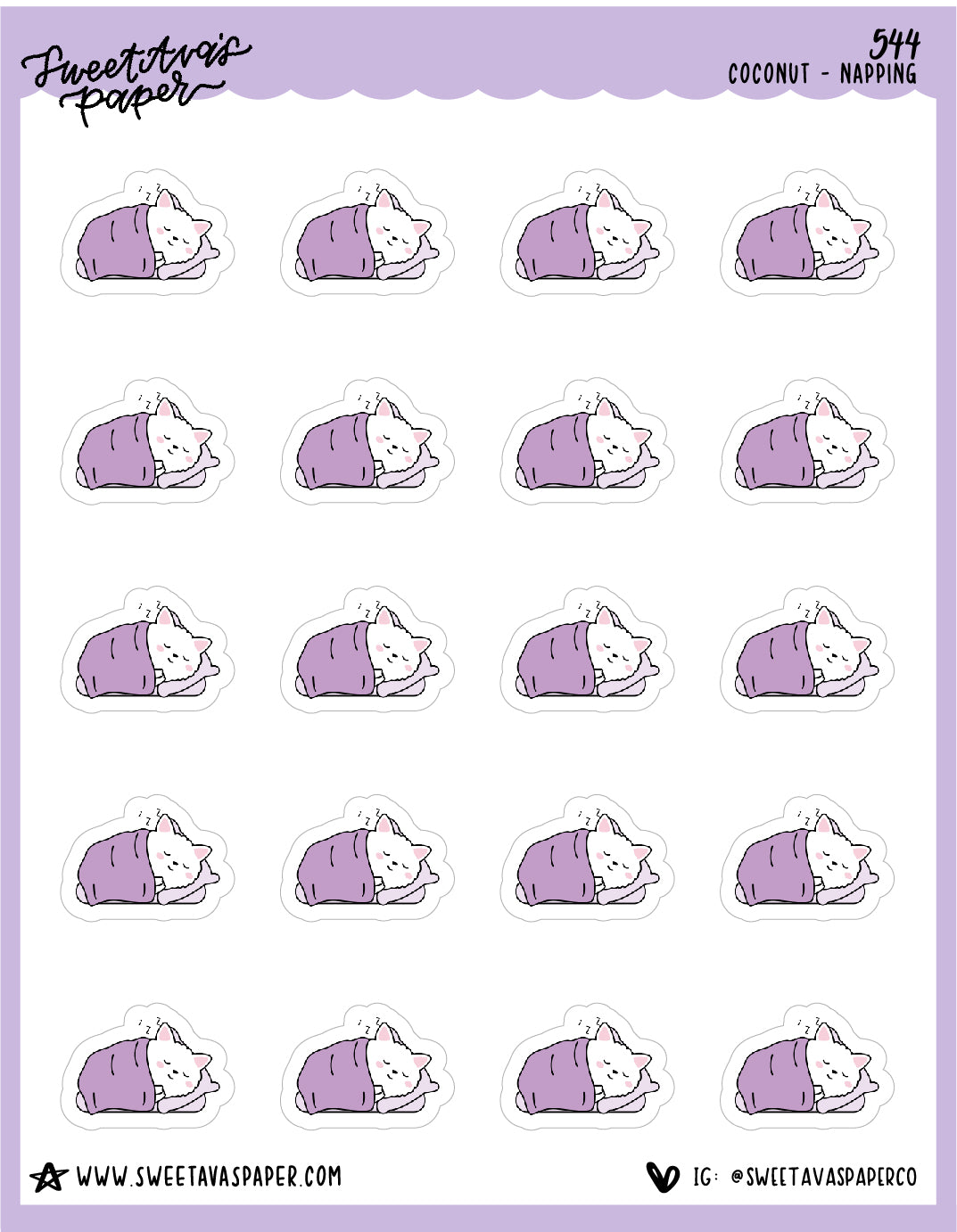 Nap Time Planner Stickers - Coconut the Puppy [544]