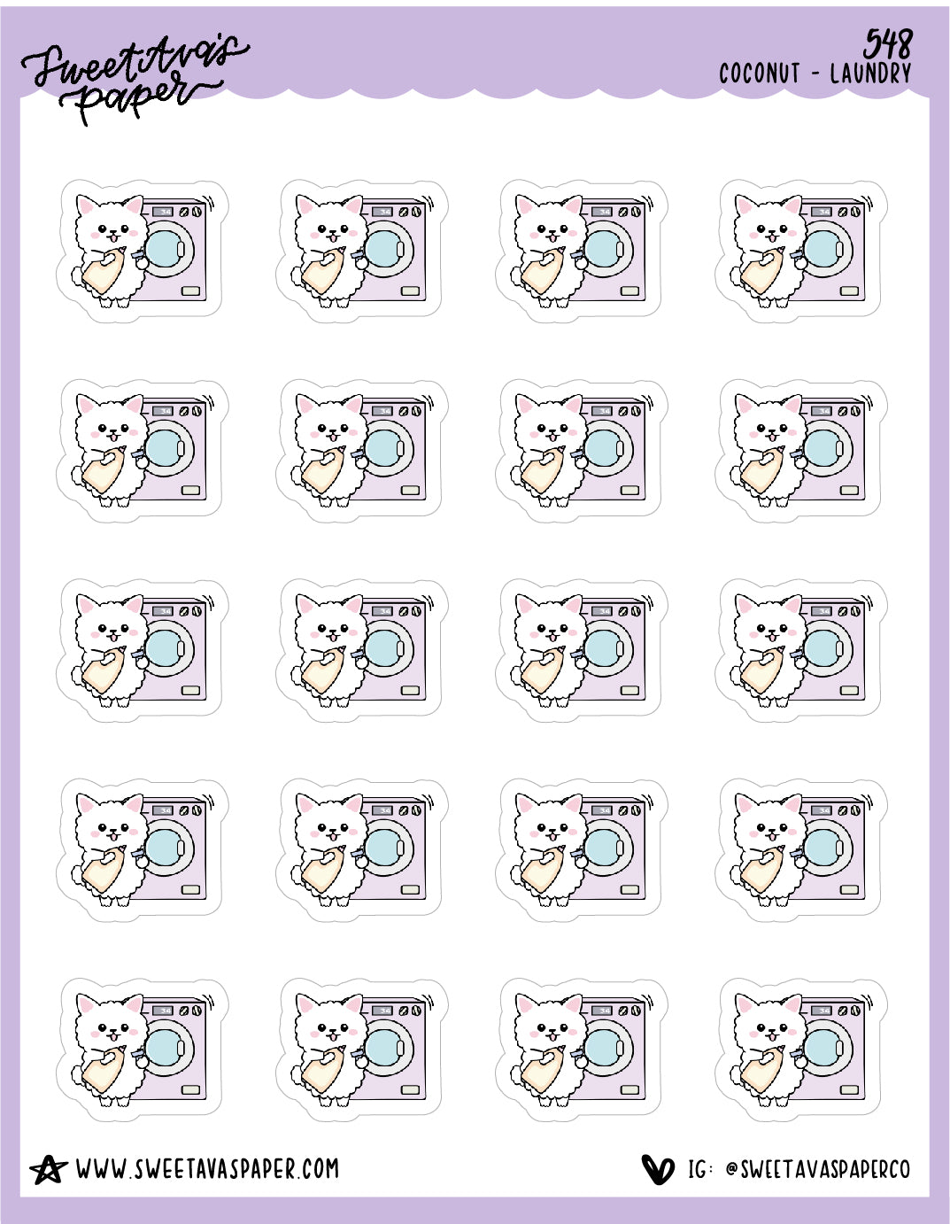 Laundry Planner Stickers - Coconut the Puppy [548]