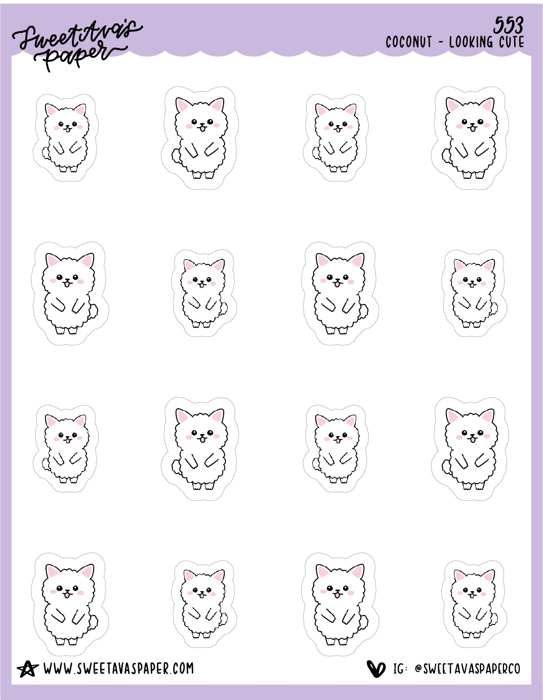 Looking Cute Planner Stickers - Coconut the Puppy [553]