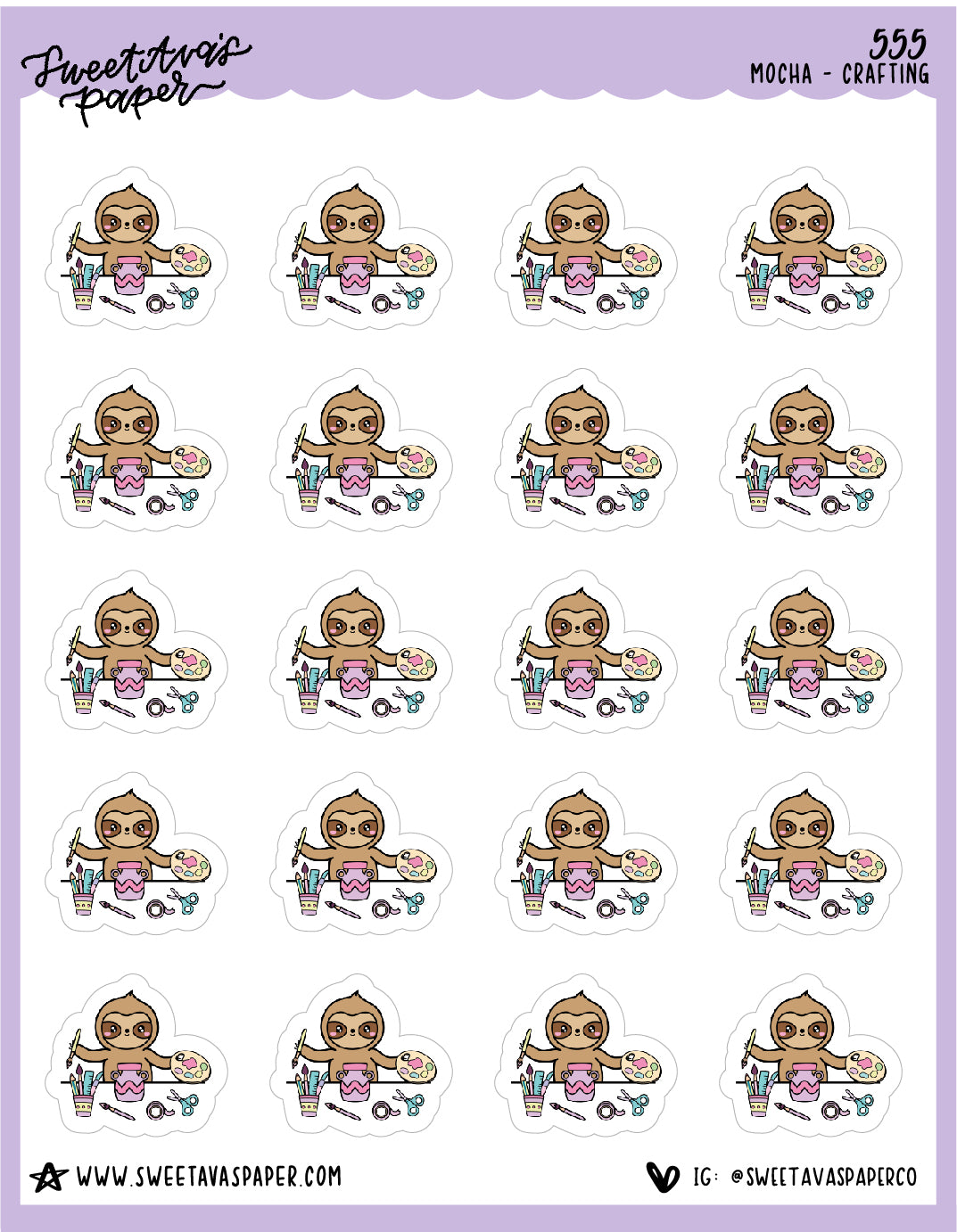 Craft Time Planner Stickers - Mocha The Sloth [555]