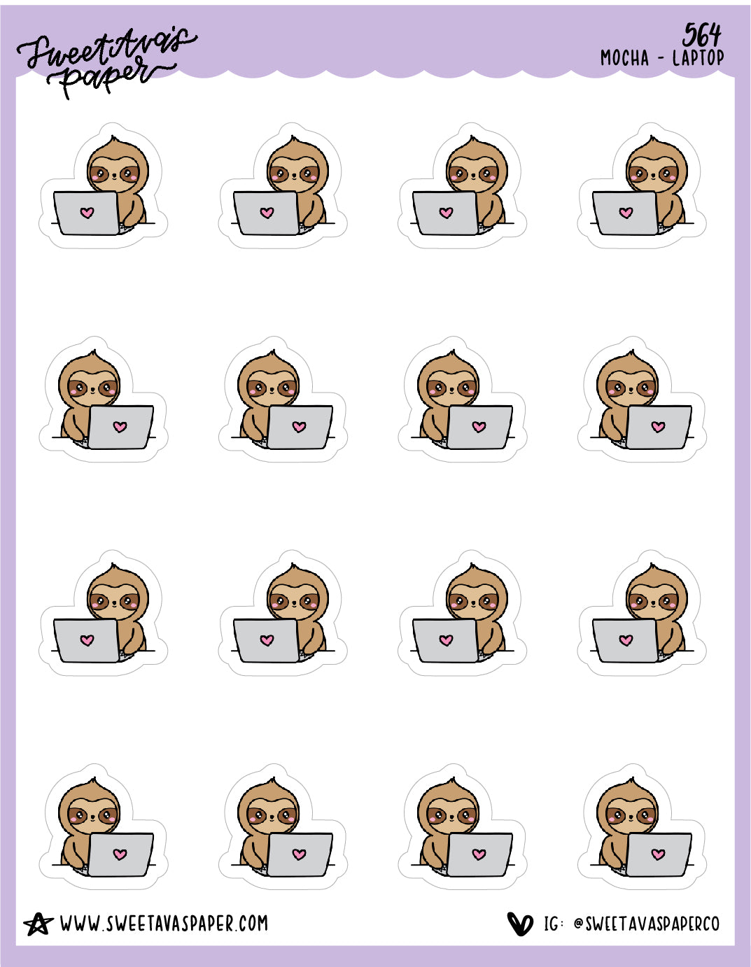 Laptop Planner Stickers - Mocha The Sloth [564]