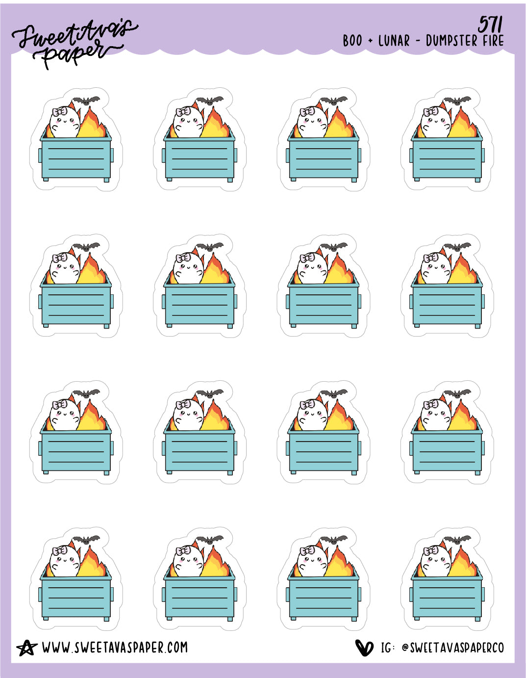 Dumpster Fire Planner Stickers - Boo and Lunar [571]