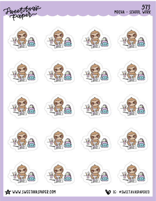 Homework Planner Stickers - Mocha The Sloth [573]