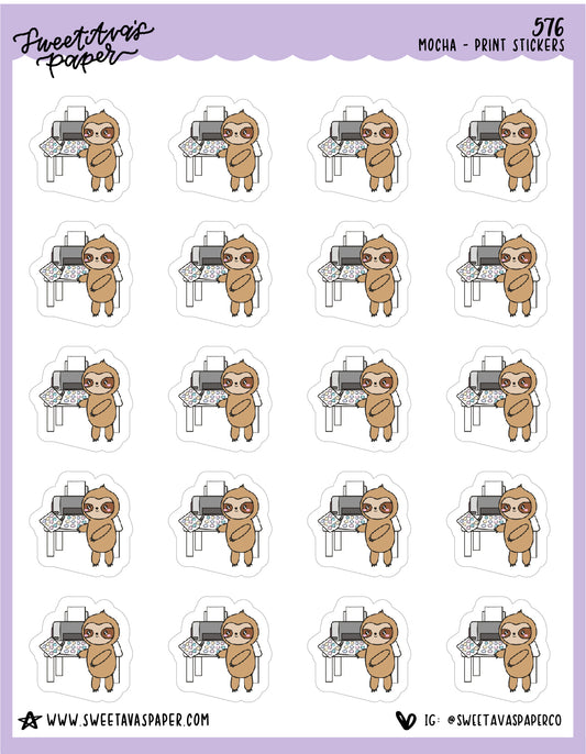 Printer Stickers Planner Stickers - Mocha The Sloth [576]