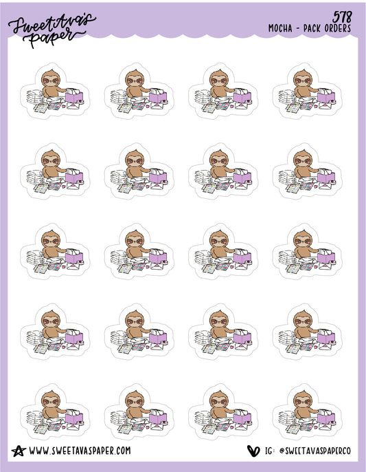 Pack Orders Planner Stickers - Mocha The Sloth [578]
