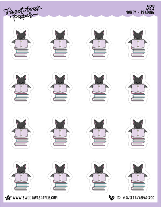 Reading a Book Planner Stickers - Monty The Bat - [583]