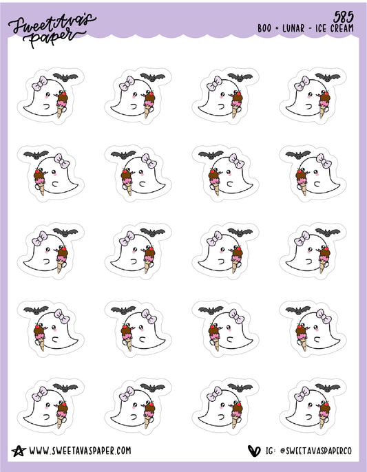 Ice Cream Cone Planner Stickers - Boo and Lunar [585]