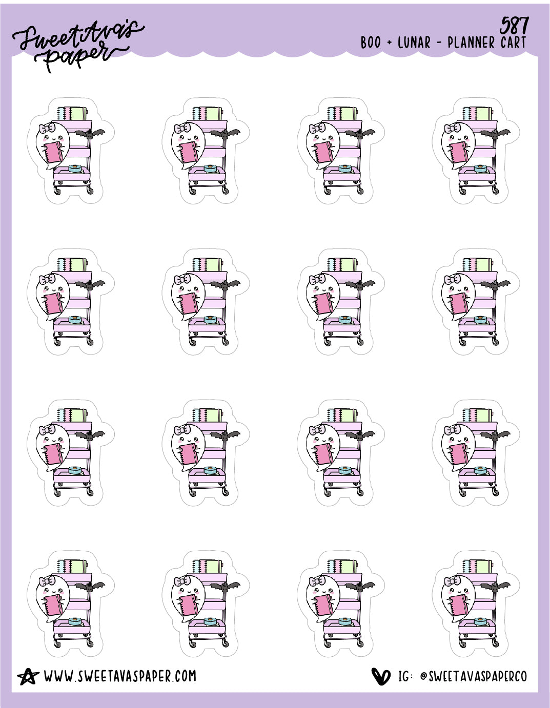 Planner Cart Planner Stickers - Boo and Lunar [587]