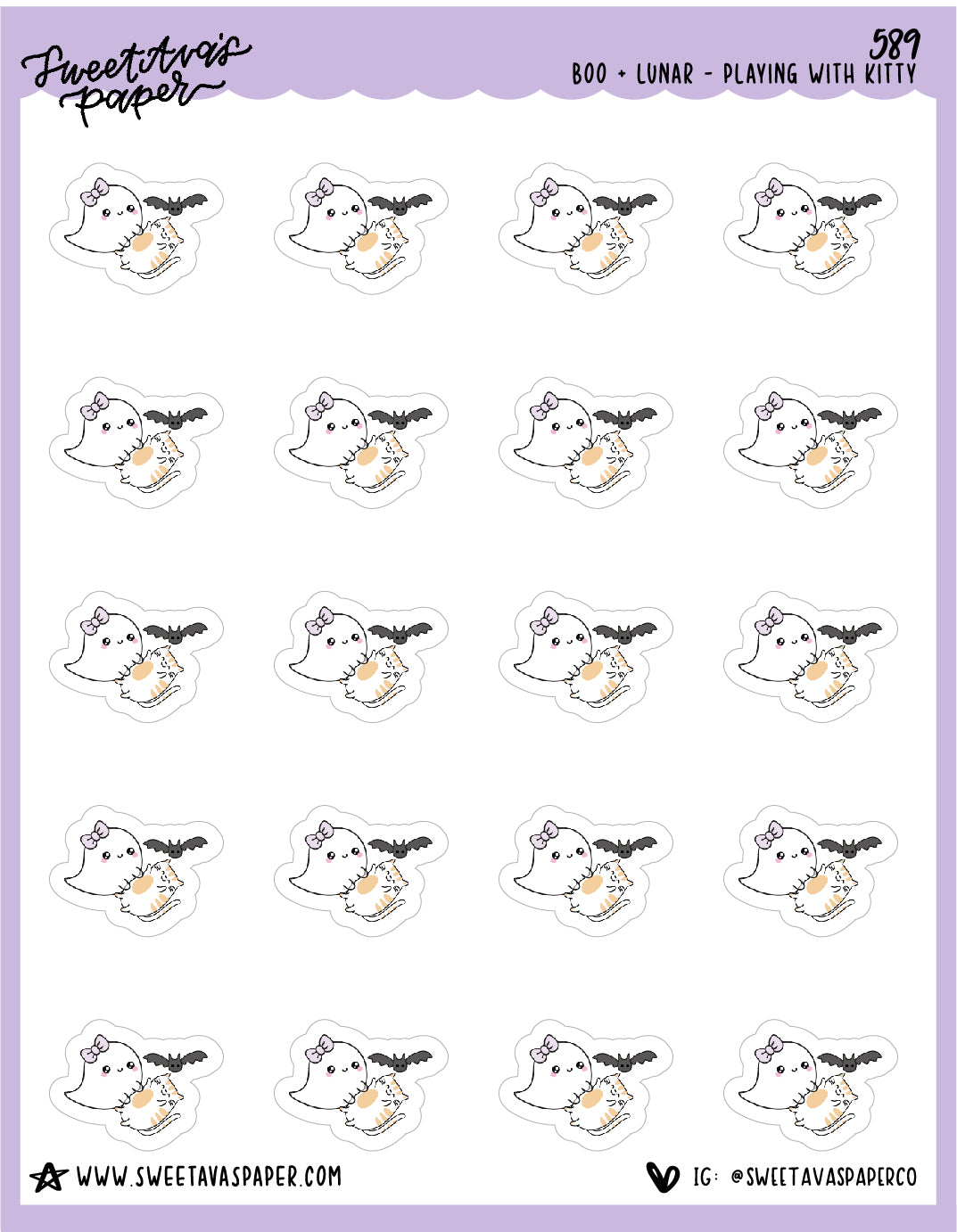 Playing With Cat Planner Stickers - Boo and Lunar [589]