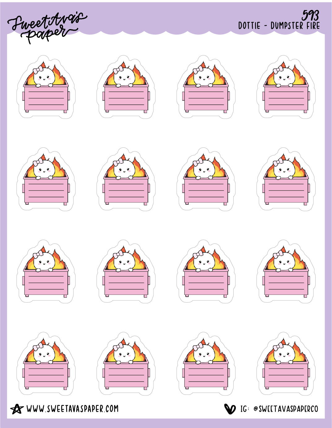 Dumpster Fire Planner Stickers - Dottie The Sugar Bug - [593]