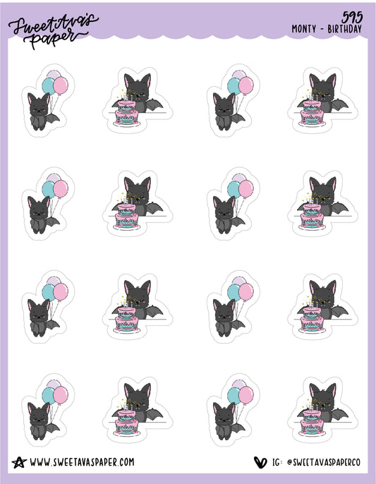 Birthday Party Planner Stickers - Monty The Bat - [595]