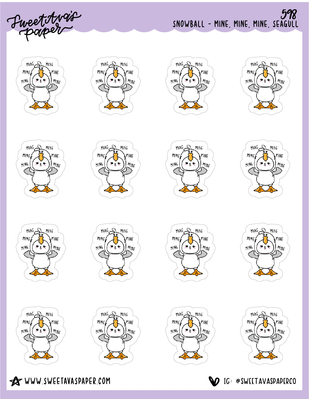 ICON SIZE - Seagull Mine Planner Stickers - Snowball The Cat - [598]