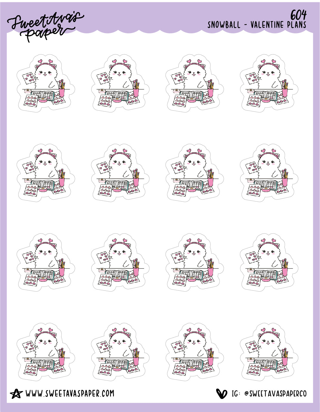 Love Plans Planner Stickers - Snowball The Cat - [604]