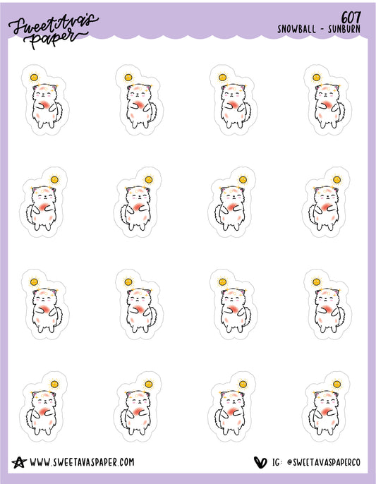 ICON SIZE - Sunburn Planner Stickers - Snowball The Cat - [607]