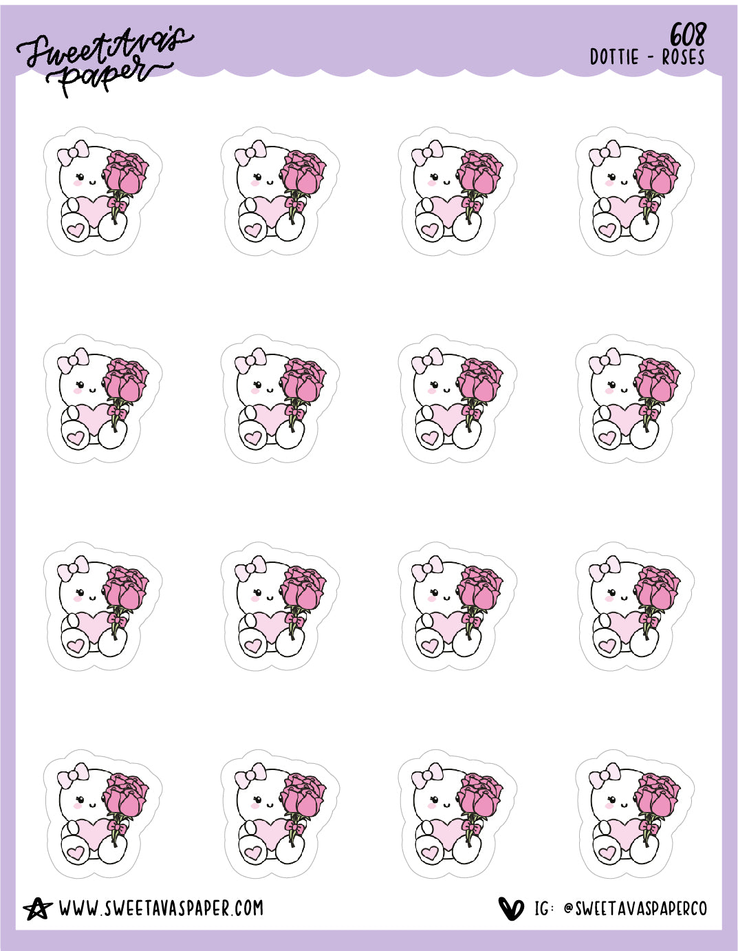 Roses Planner Stickers - Dottie The Sugar Bug - [608]