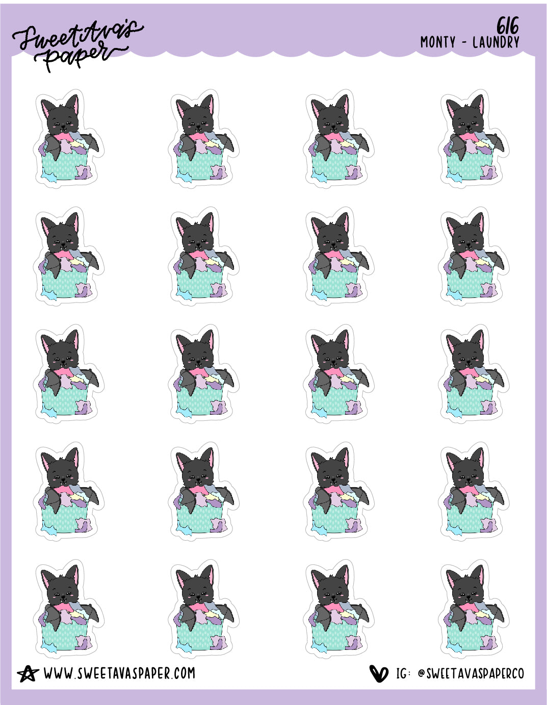 ICON SIZE - Laundry Planner Stickers - Monty The Bat - [616]