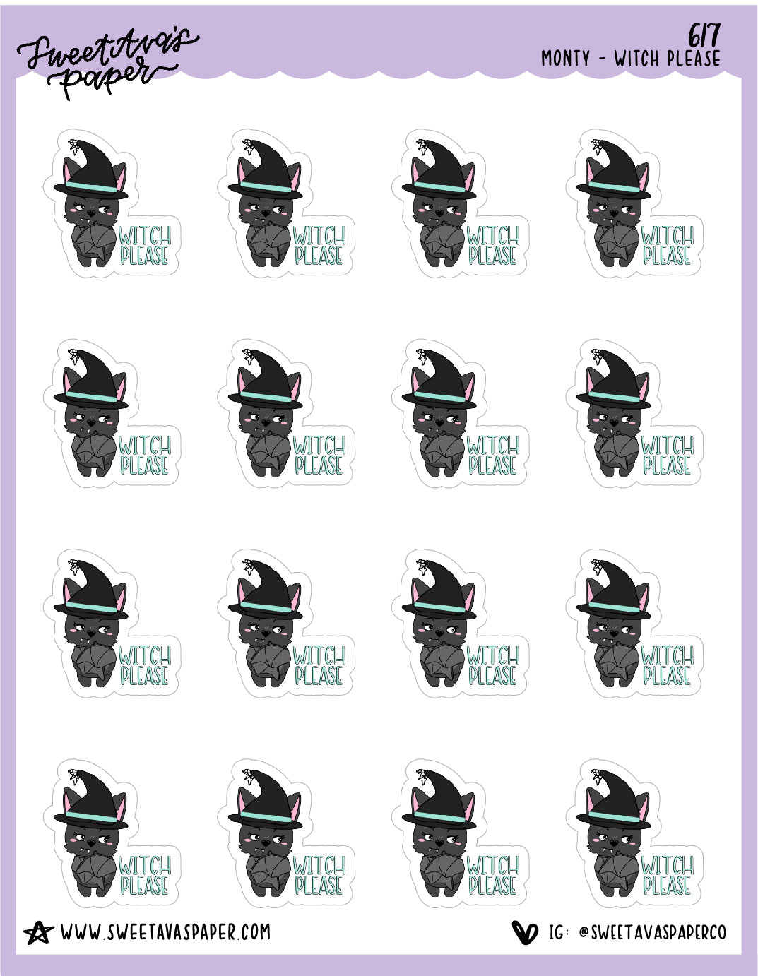 ICON SIZE - Witch, Please Planner Stickers - Monty The Bat - [617]