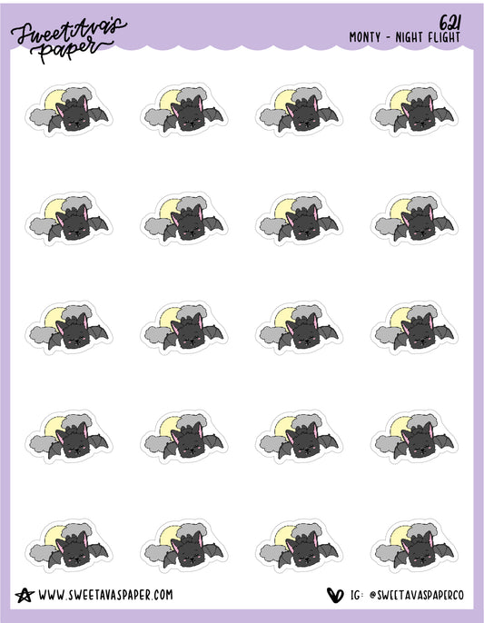 ICON SIZE - Stay Up Late Planner Stickers - Monty The Bat - [621]