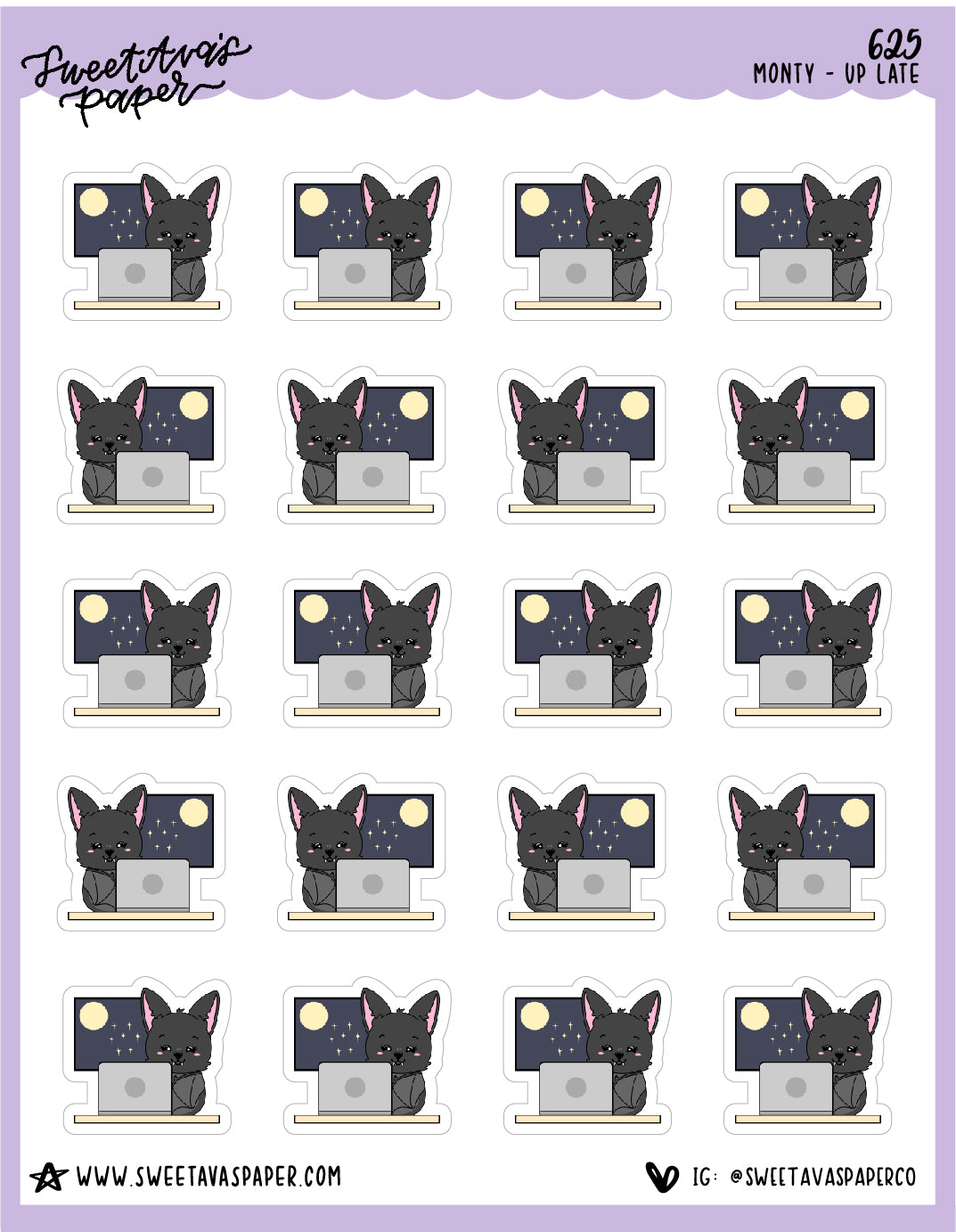 Laptop Planner Stickers - Monty The Bat - [625]