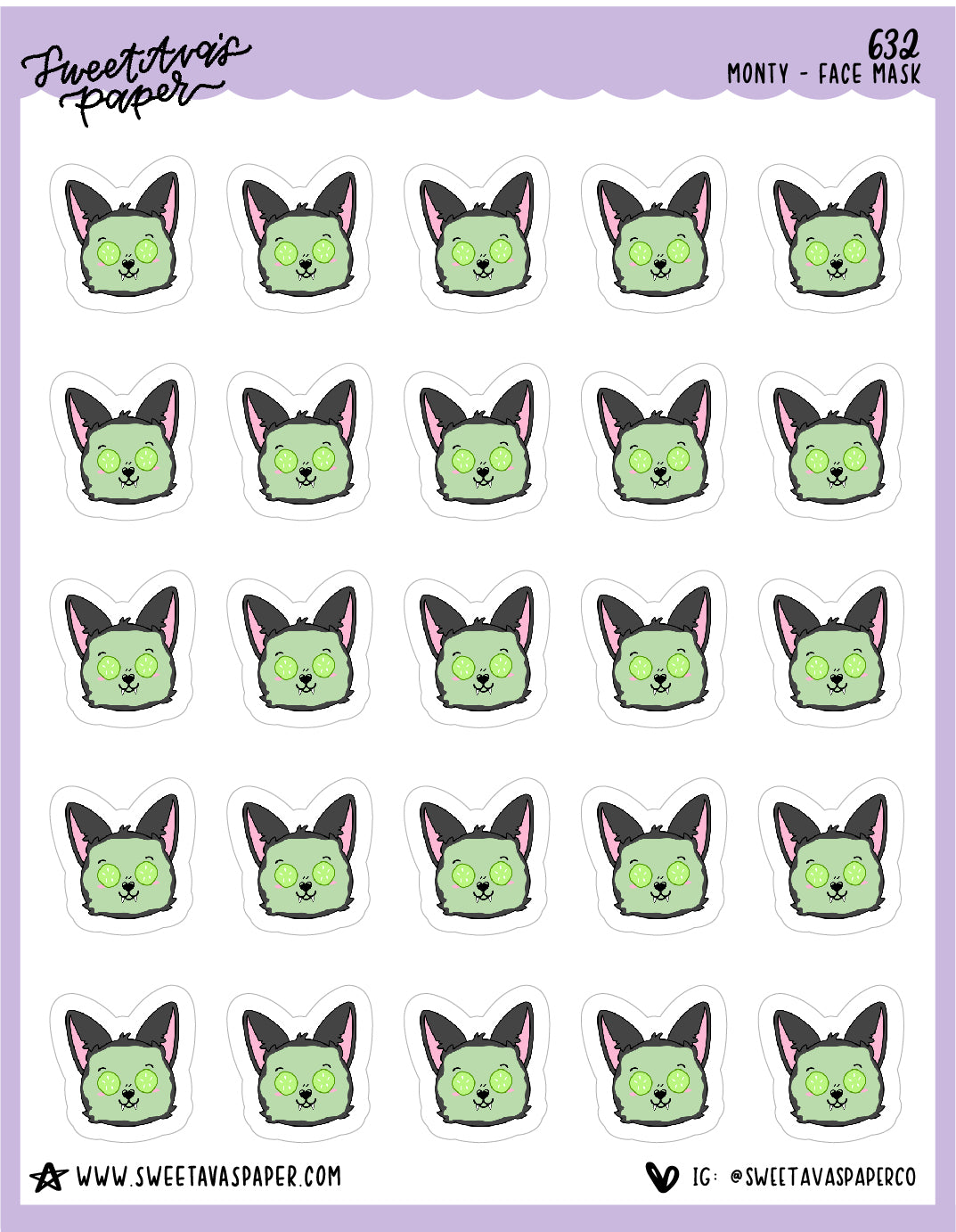 Face Mask Planner Stickers - Monty The Bat - [632]