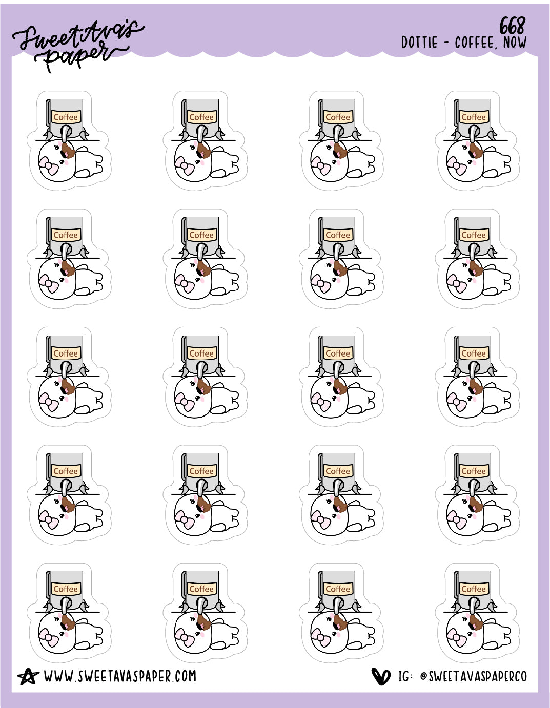 Give Me Coffee Planner Stickers - Dottie The Sugar Bug - [668]
