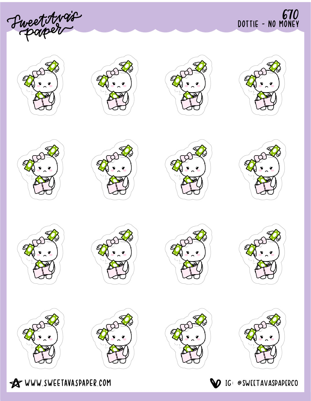 So Broke Planner Stickers - Dottie The Sugar Bug - [670]