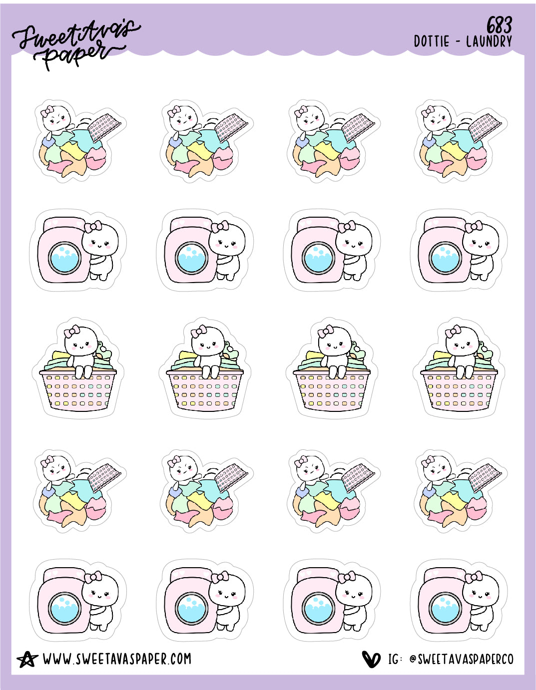 Laundry Planner Stickers - Dottie The Sugar Bug - [683]