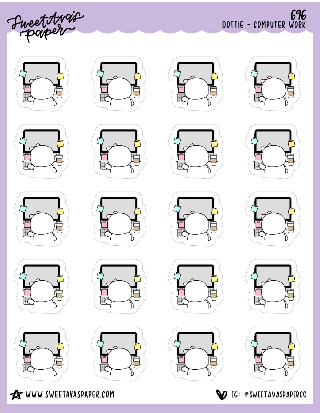 Computer Work Planner Stickers - Dottie The Sugar Bug - [696]