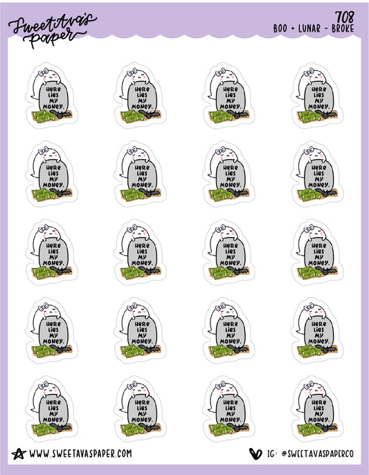 Here Lies My Money Planner Stickers - Boo and Lunar [708]