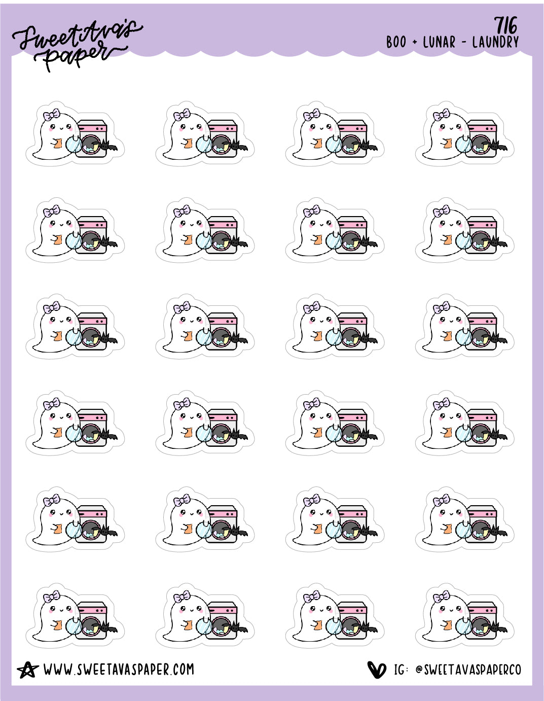 Laundry Planner Stickers - Boo and Lunar [716]