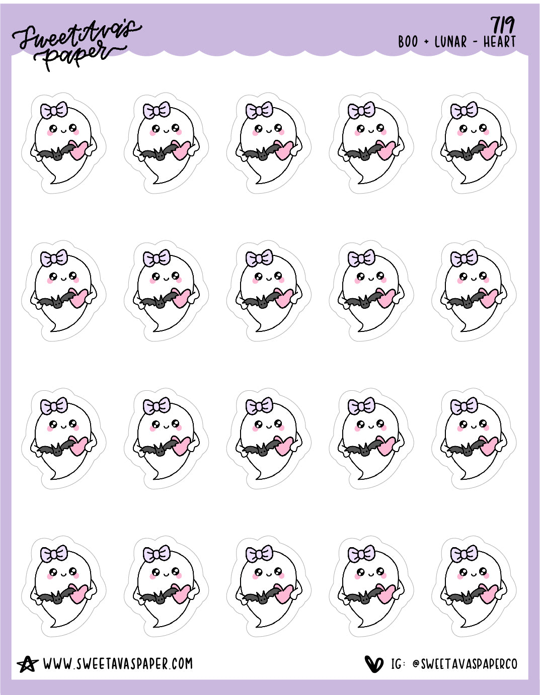 Heart Planner Stickers - Boo and Lunar [719]