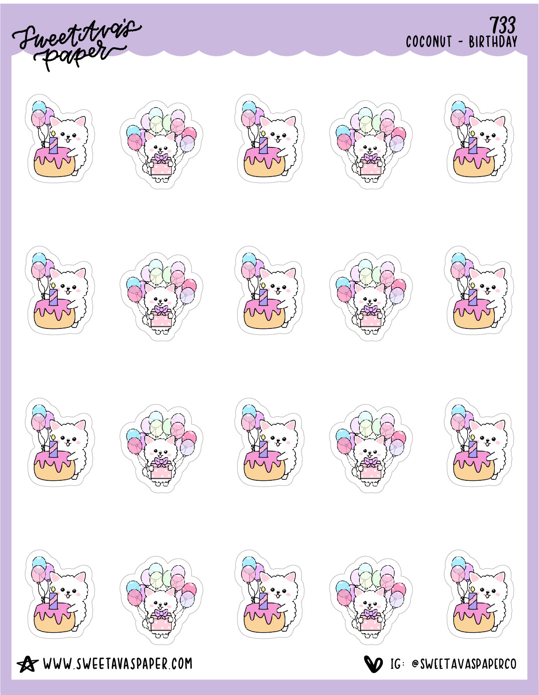 ICON SIZE - Birthday Planner Stickers - Coconut the Puppy [733]