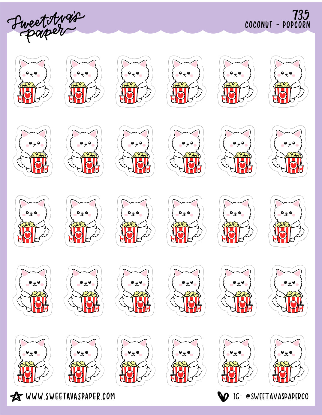 ICON SIZE - Popcorn Planner Stickers - Coconut the Puppy [735]
