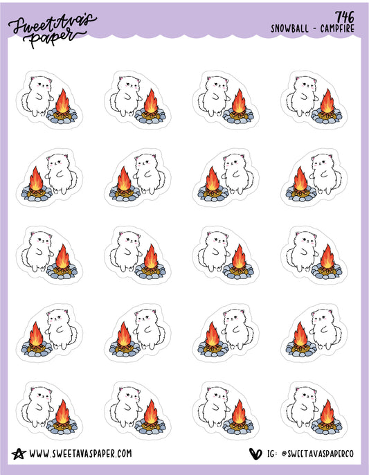 Campfire Planner Stickers - Snowball The Cat - [746]