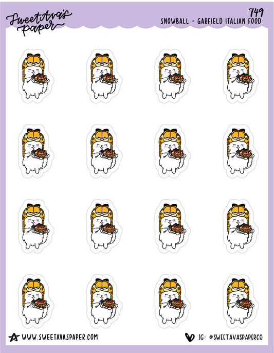 ICON SIZE - Lasagna Cat Planner Stickers - Snowball The Cat - [749]
