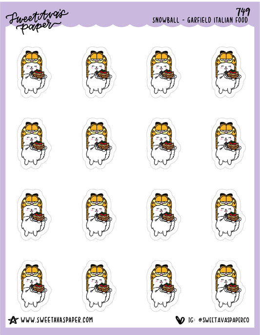 ICON SIZE - Lasagna Cat Planner Stickers - Snowball The Cat - [749]
