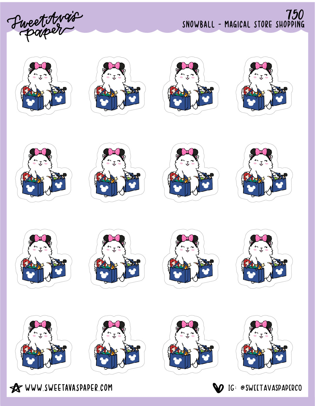 Magical Shopping Planner Stickers - Snowball The Cat - [750]