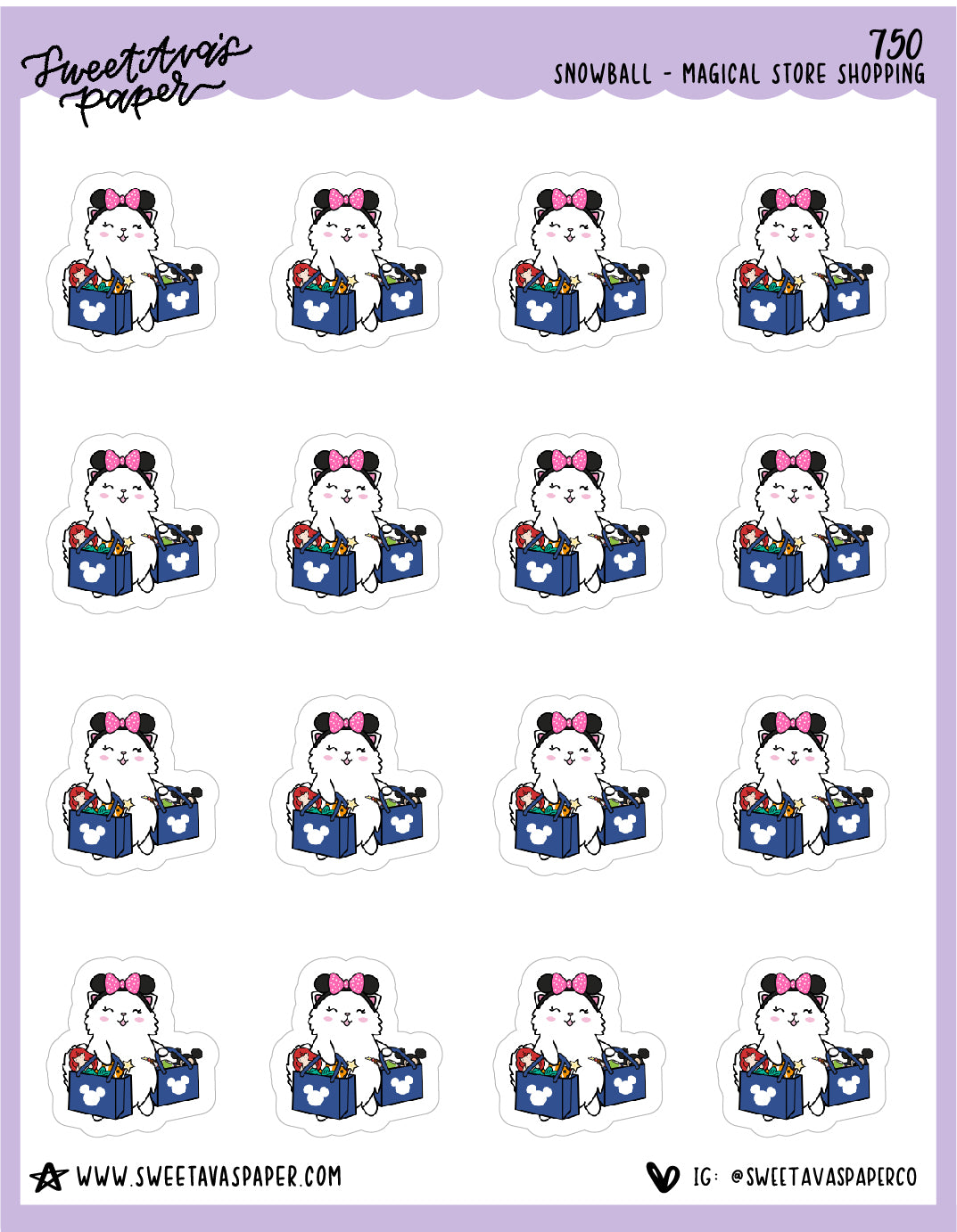 Magical Shopping Planner Stickers - Snowball The Cat - [750]