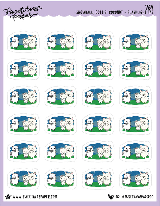 ICON SIZE - Flashlight Tag Planner Stickers - Snowball The Cat - [764]