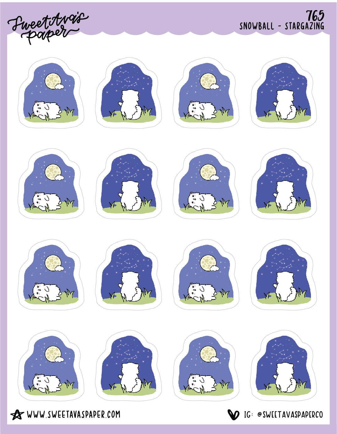 ICON SIZE - Stargazing Planner Stickers - Snowball The Cat - [765]