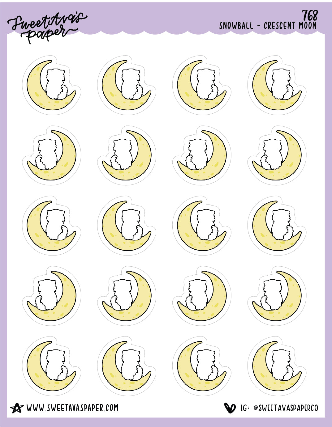 ICON SIZE - Moon Planner Stickers - Snowball The Cat - [768]