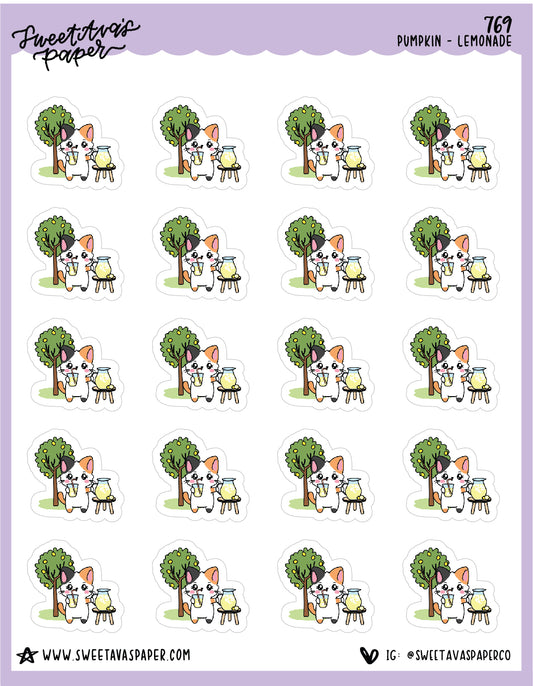 ICON SIZE - Lemonade Planner Stickers - Pumpkin The Cat - [769]