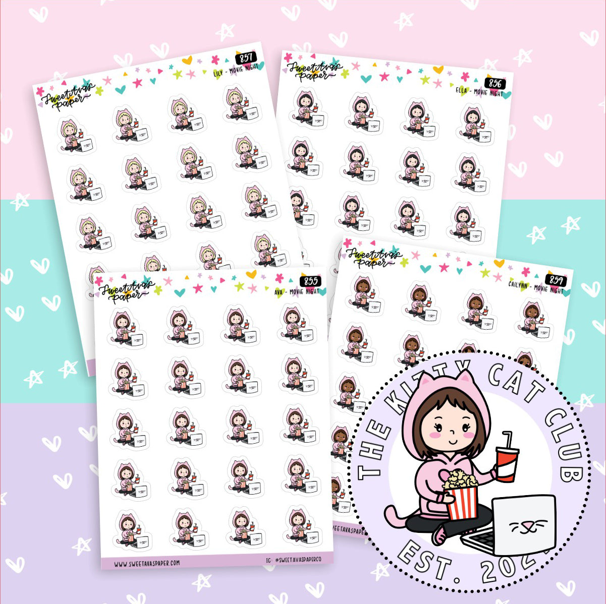 Movie Night Planner Stickers - The Kitty Cat Club