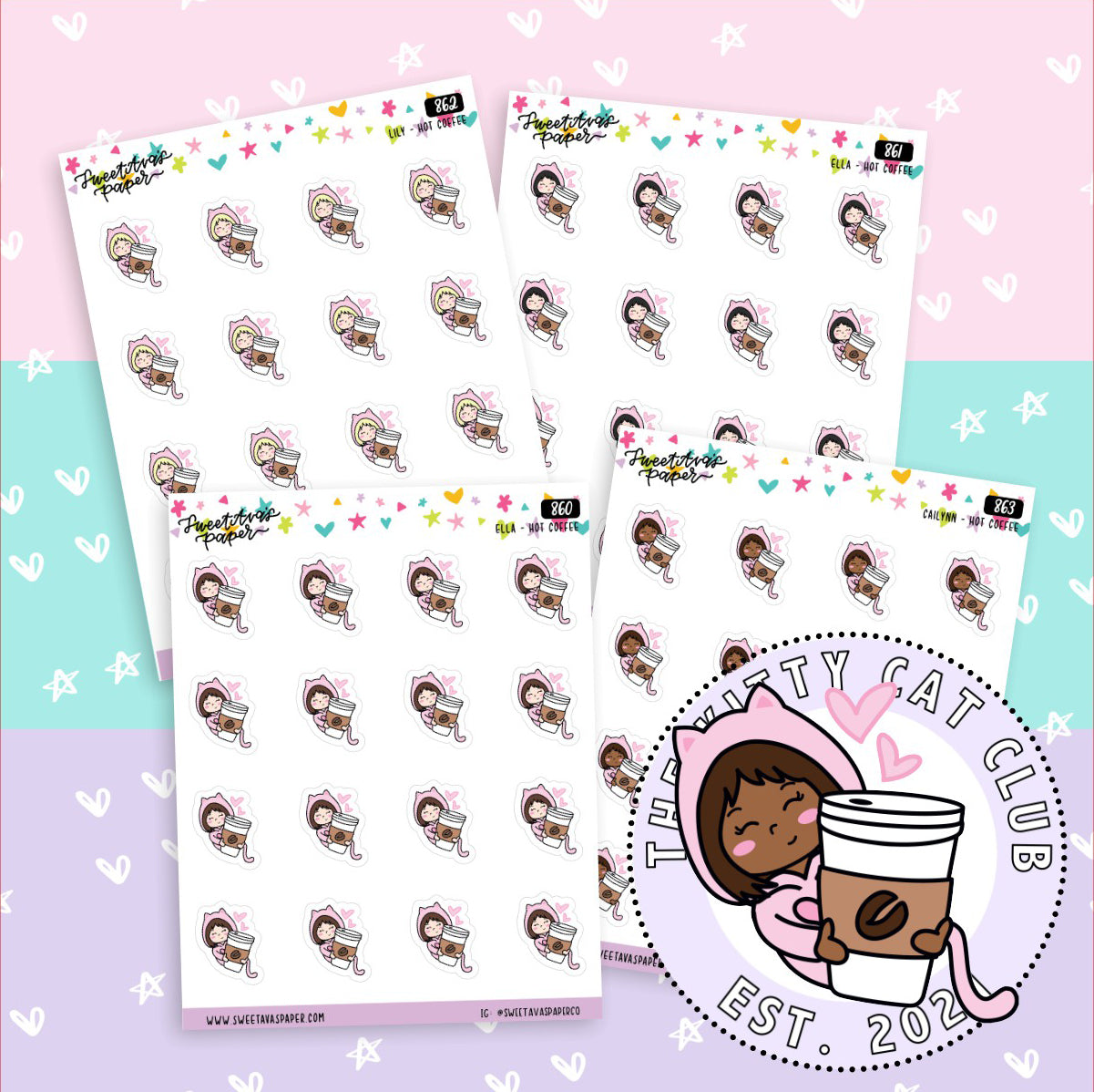 Hot Coffee Planner Stickers - The Kitty Cat Club