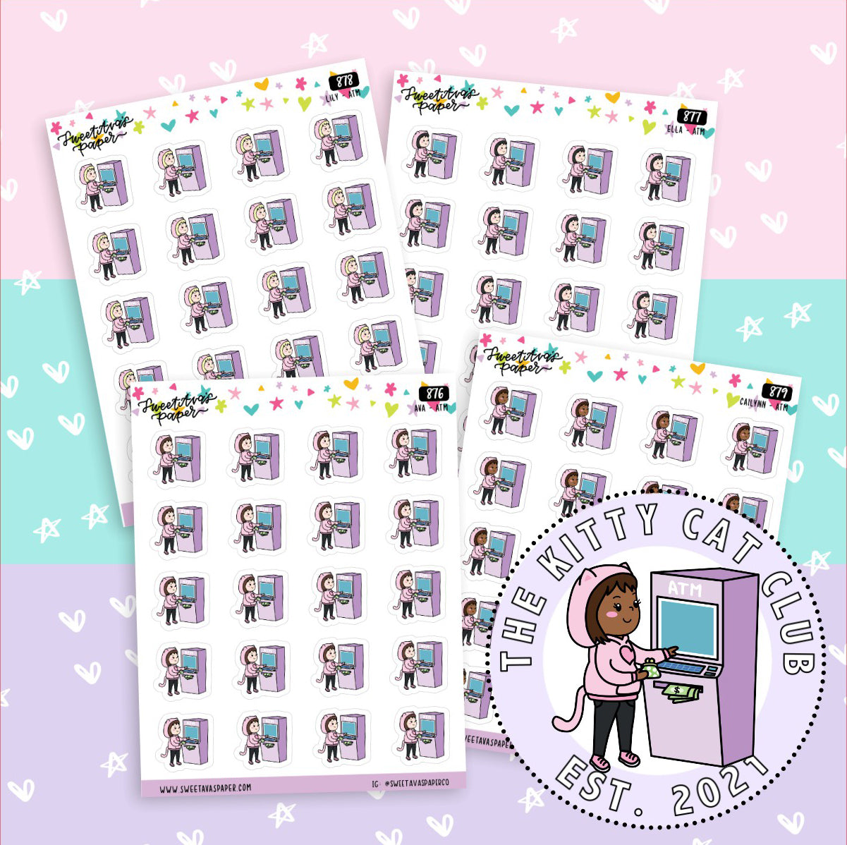 ATM Bank Planner Stickers - The Kitty Cat Club