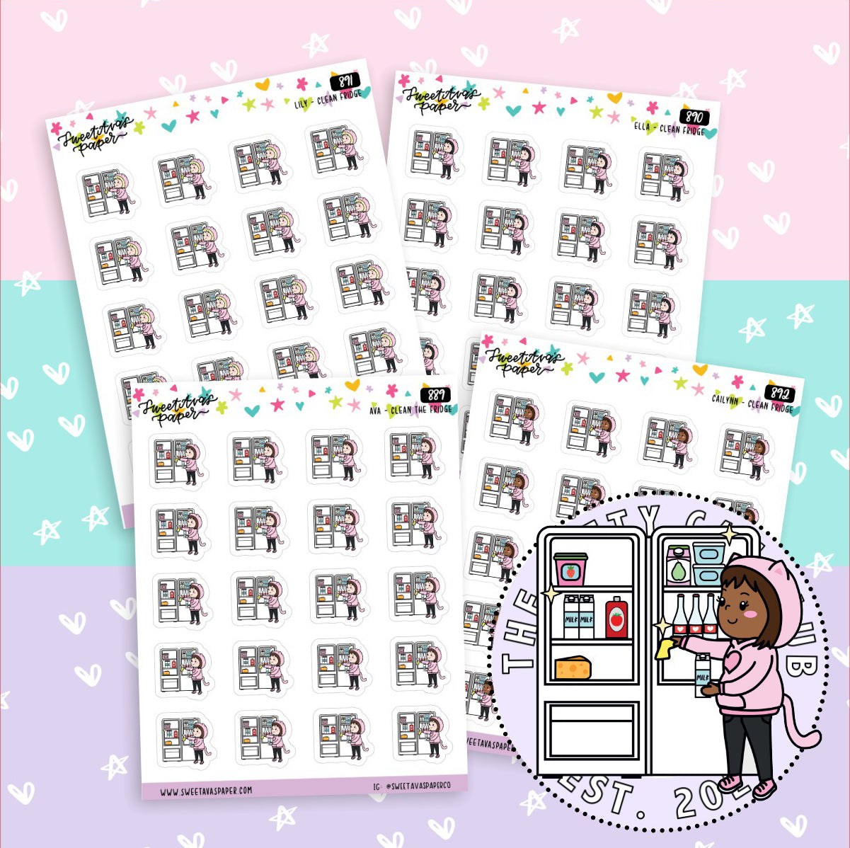 Clean Fridge Planner Stickers - The Kitty Cat Club